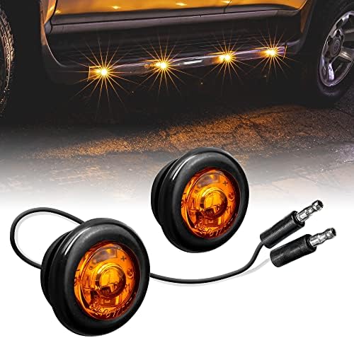 2PC 3/4 Reboque âmbar redondo Marcador LED LUZ [DOT FMVSS 108] [SAE P2PC] [saída semi-esférica] [IP67 à prova d'água] [estilo de bala]