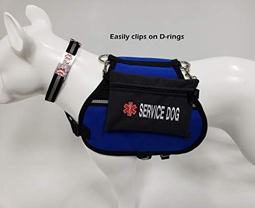 Activedogs Service Dog Garge Clip -On Bordado bolsa de acessórios bordados com sinal de alerta médico para loops de cinto de chicote