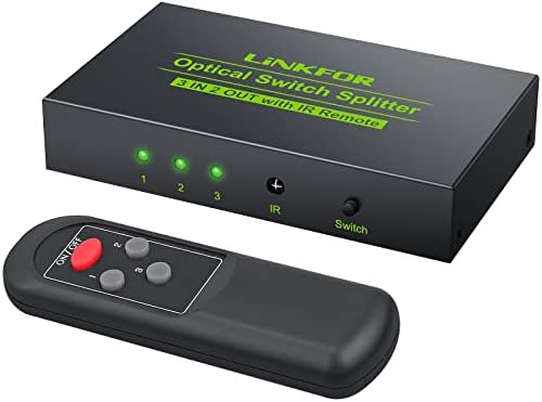 Link para o interruptor de áudio óptico digital divisor 3 em 2 em 2 out switch óptico e divisor 3x2 liga de alumínio