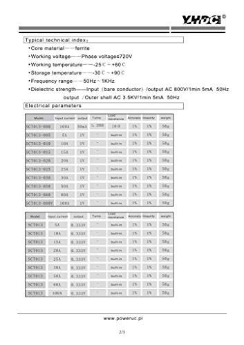 Variações do transformador de corrente do núcleo dividido YHDC SCT013 Variações: entrada 5a, 10a, 15a, 20a, 25a, 30a, 50a, 60a,