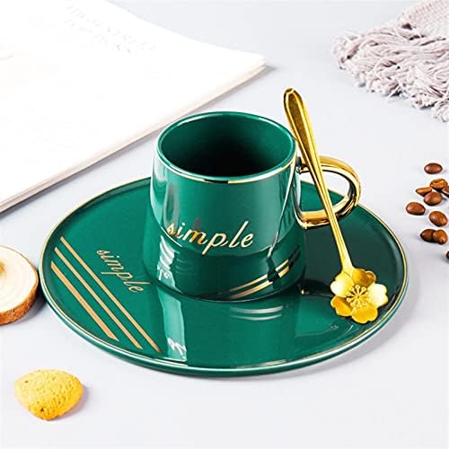 Mgor simples caneca de café em cerâmica e pires, canecas modernas de leite de cappuccino liso com alça de chá para café da manhã copo