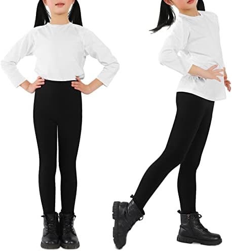 Auranso Kids Girls Leggings Falta de algodão de comprimento de algodão 4-14 anos