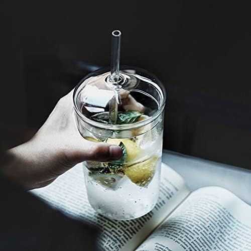 Copos de bebida doiTool, copo de vidro de 1pc com tampa encantadora copa com canudinho clássico de vidro prático