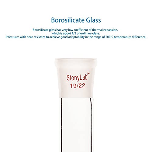 Adaptador de conexão reto de vidro STONYLAB, 70mm de 19/22 junta externa a 19/22 junta interna para suprimento de laboratório de