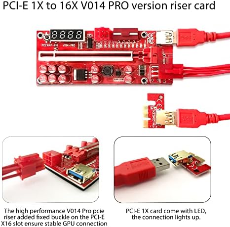 Iiazimps PCI-E RISER V014 PRO 10 CAPACITORES CARTA Adaptadora GPU RISER PCI Express 1x a 16x Cabo de extensão com