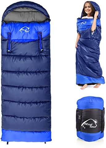 Saco de dormir vestível para adultos compactos de sacos de dormir leves com mamãe c/saco de compressão para 2-3 estação acampando