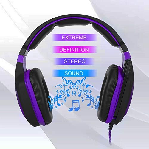 ANIVIA GAMING fone de ouvido Bass Surround som estéreo PS4 PS5 fone de ouvido com volume de volume de microfones Ruído de cancelamento de microfones de microfone compatível para PS4 Xbox One Laptop PC Mac Purple