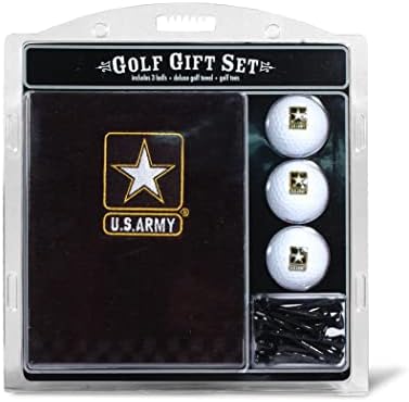 Team Golf Gift Military Gift Set Toalha de golfe bordada, 3 bolas de golfe e 14 camisetas de golfe 2-3/4 Regulação, toalha três vezes dobrada 16 x 22 e algodão