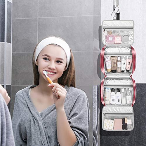 Bosidu Bolsa de higiene pessoal pendurada, organizador de higiene pessoal de viagens cosméticas para mulheres com 4 compartimentos