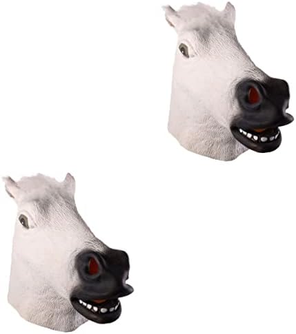 PretyZoom 4 PCs Creepy Horse Horse Head Halloween Horse Prop Latex Prop Head LATEX