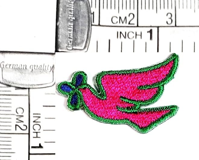 Kleenplus 3pcs. Mini rosa pomba de pássaro desenho animado ferro em patches atividades logotipo bordado roupas jeans jeans jeans chapéus mochilas camisetas acessórios
