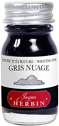 Jacques Herbin - Ref 11508t - Escrevendo tinta para canetas e canetas de rollerball - Gris Nuage/Cloud Grey - 10 ml - sem embalagem, zero resíduo objetivo - tinta de cor cinza
