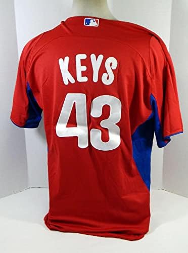 2011-13 Philadelphia Phillies Dalton Keys 43 Game usou Red Jersey ST BP 46 62 - Jogo usado MLB Jerseys