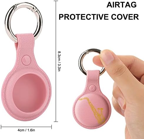 Saxofone Musical Instrument Protective Case Compatível para Airtag Anti-Perd Locator Solter com anel-chave para carteira de colarinho