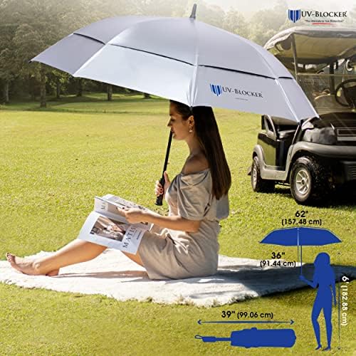 UV Blocker UV Golf Umbrella Automatic Open Double Double Canopy Profrof Sun Umbrella UV Protection 55+ UPF