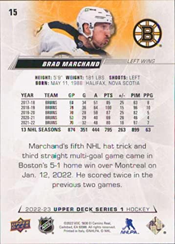 2022-23 Deck superior 15 Brad Marchand Boston Bruins Series 1 NHL Hockey Trading Card