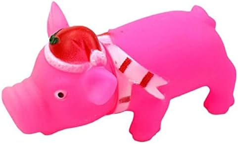 Oyalma Christmas Dog Squeaky Chew simulado porco com chapéu de natal para cães médios pequenos buscar e jogar treinamento interativo 22402