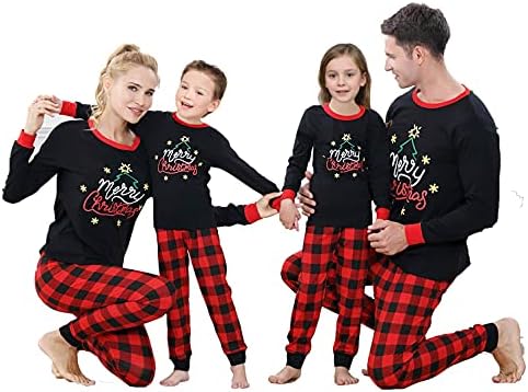 Conjuntos de pijamas da família de Natal, roupas de dormir xmas xmas clássicas para mulheres femininas para homens