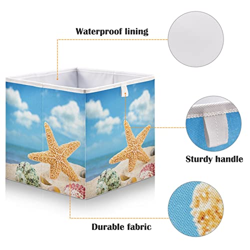 Sand Shell Starfish Cubo de armazenamento Cubos de armazenamento dobrável Cosces de brinquedos à prova d'água para caixas