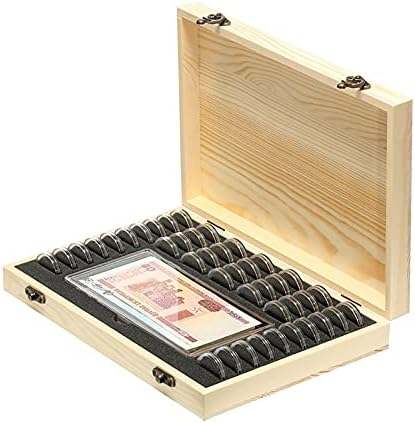 Cápsulas de moedas de madeira portador, coleta de moedas de caixa de moedas com trava, coletor de moedas Exibir