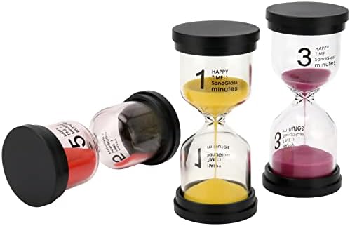 Hozeon 8 Pacote de timer de areia, timer de areia de ampulheta plástica, relógio de areia para aula de óculos de areia colorida