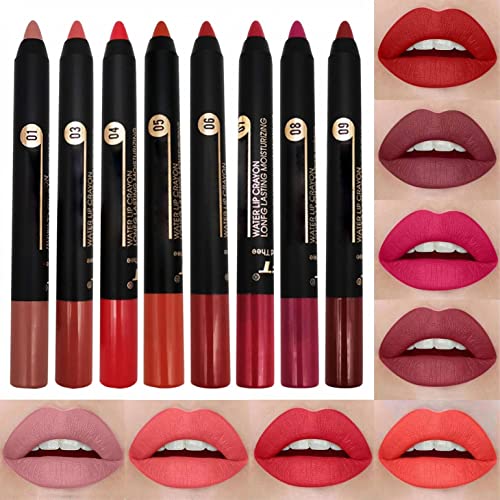 Xiahium 2pcs Lipstick de giz de cera Conjunto para mulheres Matte Velvety High Pigmented Lasting Não é fácil de desbotar lápis