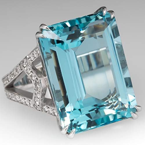 Retângulo de moda azul lady lady geométrica anel de jóias tendências anéis midi anéis