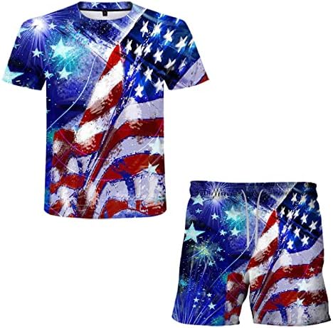 BMISEGM Summer Grande e Alto Camisas para homens 3D Men's Summer Sports Sports American Day Independence Printing Flag Jacket