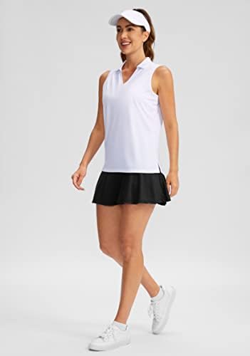 Santiny Women's Women's sem mangas camisa de golfe v