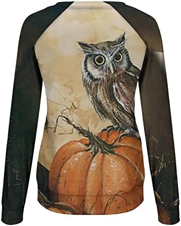 Sorto de Halloween para mulheres, Halloween de Halloween Mangas de mangas compridas Crewneck