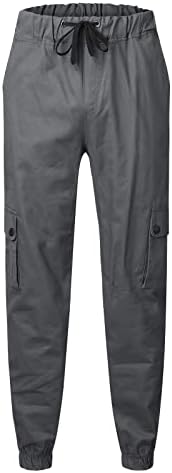 Wybaxz masculina lazer esportes de lazer sólido Tirada de bolso macacão calça calças 4 anos