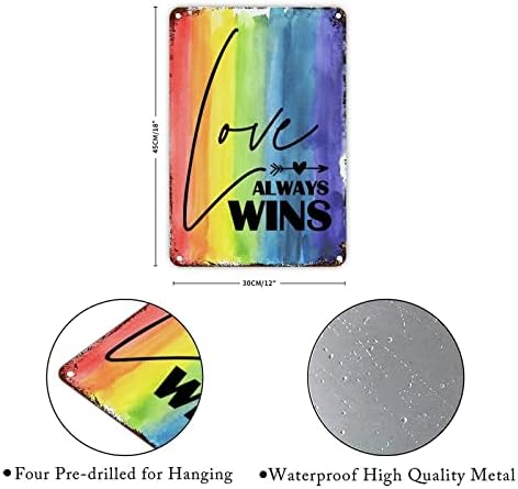 GodBlessign Transgênero Pansexual LGBTQ Gay Rainbow Metal Tin Sign Love Sempre ganha metal sinal de fazenda Metal Wall Art Sinal de