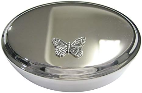 Kiola projeta prata tonificada de borboleta detalhada inseto oval buginket jóia