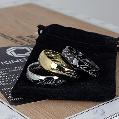 King Ring Lord of the Rings Rings Pack 6mm - Lotr Ring - O anel One para governar todos para homens e mulheres - Hobbit Anel de aço