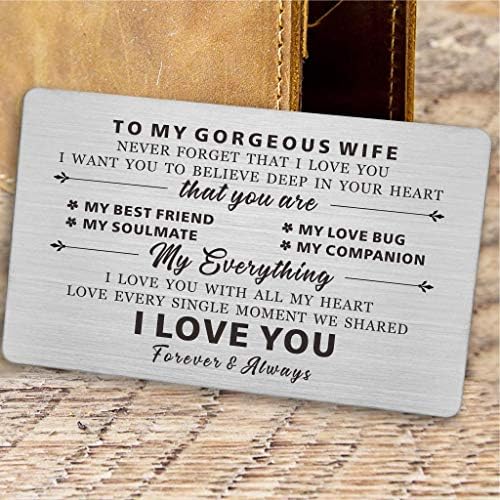 Resdink para minha linda esposa, cartões de carteira gravados para esposa, presentes de amor para esposa, cartão de presente de