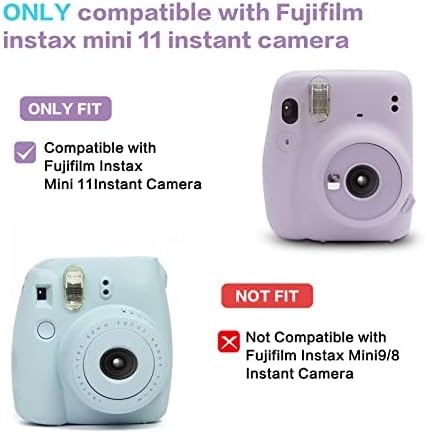 Caso de proteção de mosis compatível com Fujifilm Instax Mini 11 Câmera instantânea, capa de câmera de casca dura e brilhante com alça de ombro de arco -íris ajustável, azul