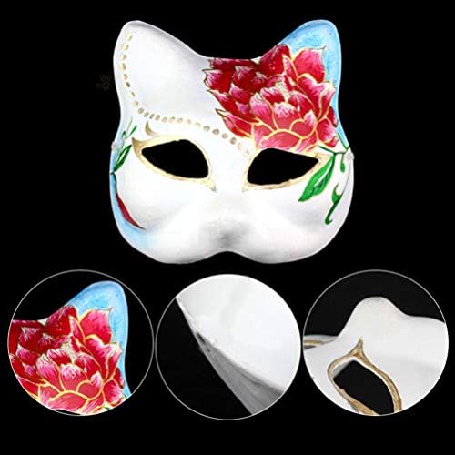 Toddmomy máscaras brancas diy Blank gato 10pcs gato branco meio rosto gato gato sem pintura máscaras de máscaras para