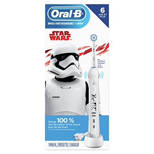 Escova de dentes elétrica oral-b com cabeças de escova de reposição, com Star Wars, para crianças de 6 anos ou mais