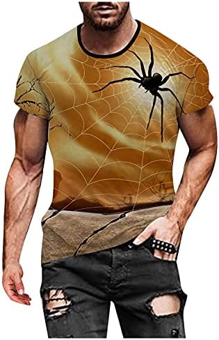 Camisetas xxbr halloween para homens, engraçado 3D Digital Impresso Crewneck Athletic Tee tops de abóbora assombrada casa de camiseta