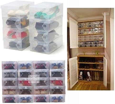 Annncus 10 x Caixas de armazenamento de sapatos retângulo de retângulo Clear armazenamento de sapatos de plástico transparente