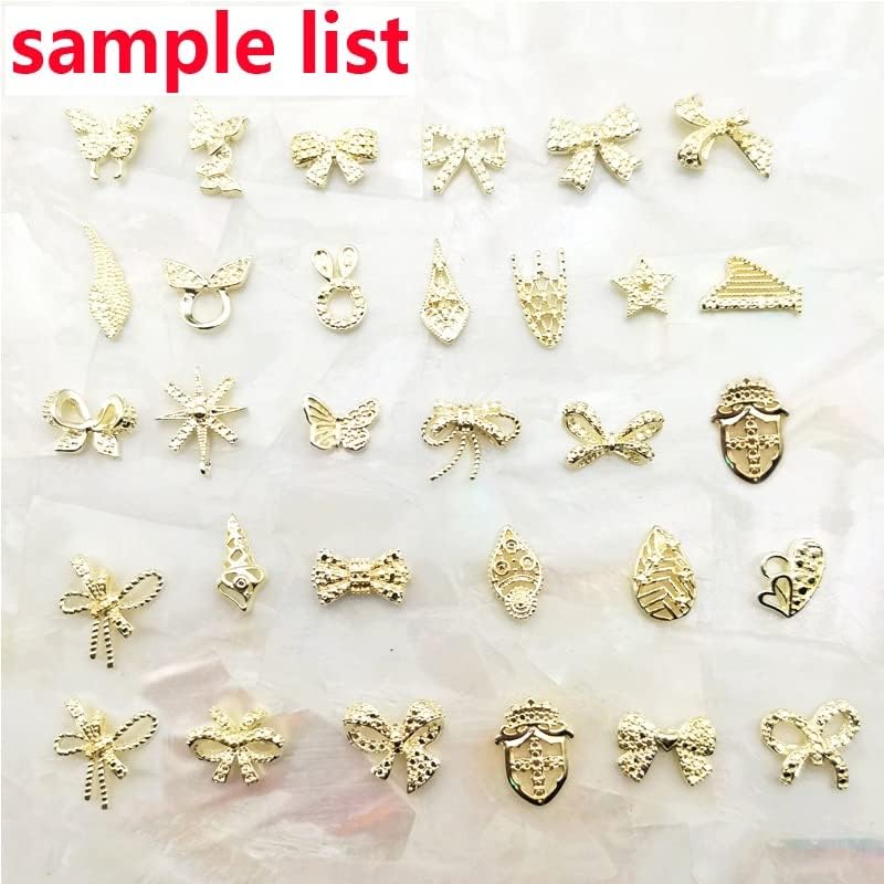 20pcs Silver/Gold Net -Red Bowtie Butterfly Nail Art Decorações, liga de estilo japonês Charms de unhas 3D Multi -Size Mix