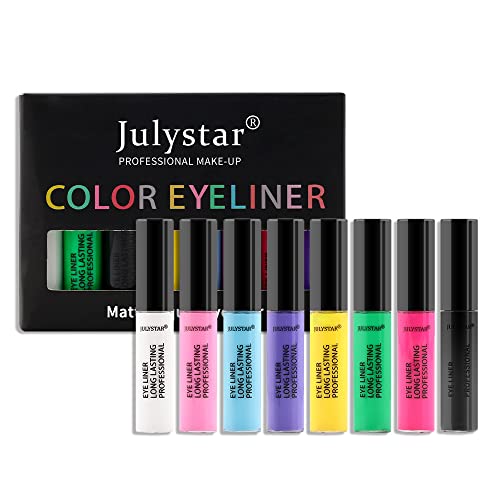 Julystar Eyeliner colorido Líquido Anti -Smudge líquido Conjunto de delineador líquido delineador líquido caneta caneta impermeabilizada