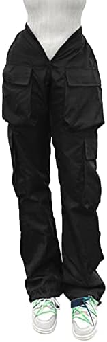 Bolsas de calças casuais femininas esportam calças elásticas de soild calças femininas cintura casual cargo calças calças calças