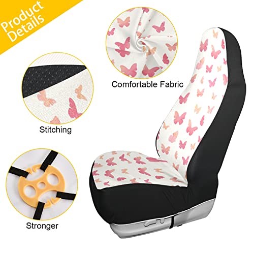 ALAZA Aquarela Pink Butterfly Car Seat Covers Seates dianteiros apenas para homens Tampas de assento de homens com bolso