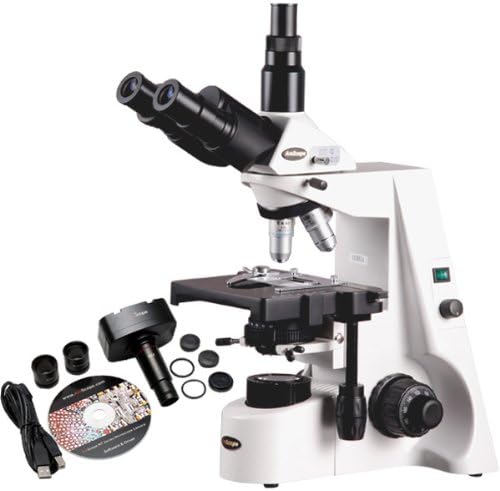 Microscópio de composto trinocular digital T690C-5MA Digital, ampliação de 40x-2500x, oculares super-campo de campo 40x-2500x,