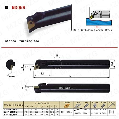 FINCOS MZG 25mm 32mm S32T -MDQNR15 CNC Turning Hole usinagem Barra de aço CNC Cutter Barter Clampled Toolders Ferramenta de perfuração