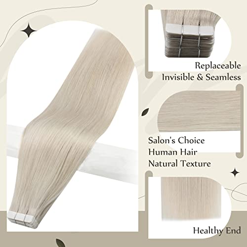Full Shine 2packs Total 155g Fita loira branca de 24 polegadas em extensões de cabelo Remy Human Hair + Weft Hair Extensions