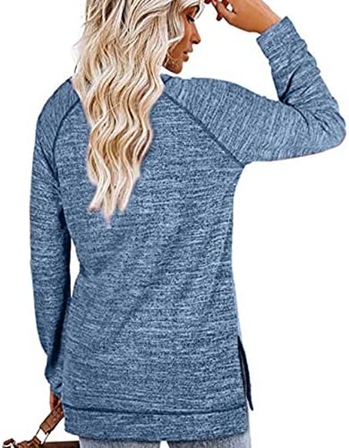 Mulheres femininas tops para a primavera 2023 suéter de cor sólida cruzar a camisa térmica de manga longa e redonda solta