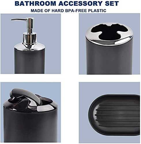 Conjunto de acessórios de banheiro Cerbior Conjunto de 6 peças de banho inclui dispensador de sabão, porta -escova