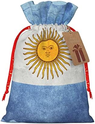 Sacos de presente de natal de traços argentina-flag-rtro apresenta sacos de embrulho de sacos de pregos de nomes